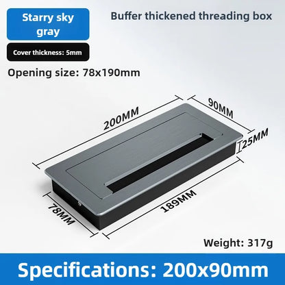 1 Stück rechteckige Schreibtisch-Kabeldurchführungen aus Aluminiumlegierung, Abdeckung für Kabelloch, Kabelauslass, Oberflächen-Tischkabelloch, Möbelbeschläge