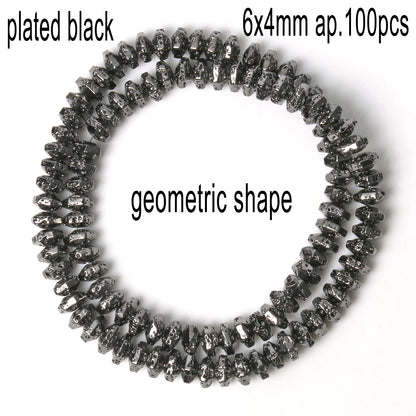 Schwarze vulkanische Lavagesteinperlen, Mineralperlen, Charms, Rohrwürfel, runde geometrische Formperlen für Schmuckherstellung, DIY-Armband