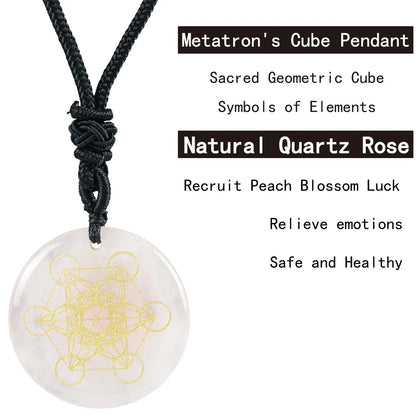 Natürlicher Kristallstein, Metatronwürfel, mehrdimensionale Anhänger, Mythologie, Engel, geheimnisvolle göttliche Symbole, Reiki-Energie-Halsketten