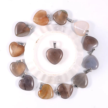 12 Stück Naturstein Quarz Rosenkristall Türkis Opal Herz Anhänger 16mm DIY Schmuckherstellung Halskette Zubehör Charms Handwerk