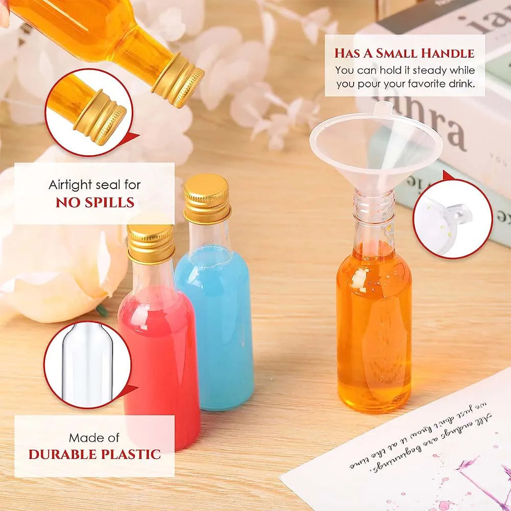 100pcs 50ml Mini Schnaps flaschen wieder verwendbare Plastik leere Alkohol Schnaps flasche für Wodka Champagner Whisky für Hochzeits feier