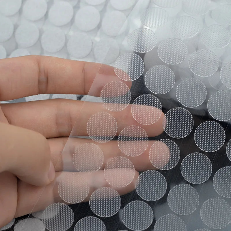 Großhandel 10/15/20mm Transparent Dot Aufkleber Selbstklebende Verschluss Klettband Nylon Starker Kleber Belcro Adesivo Redondo