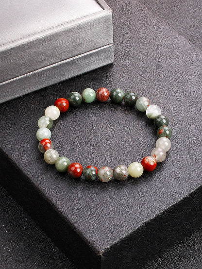 Natural African Bloodstone Beads Bracelet For Courage Protection Grounding Strength Energy Healing & Good Luck Vitality Jewelry