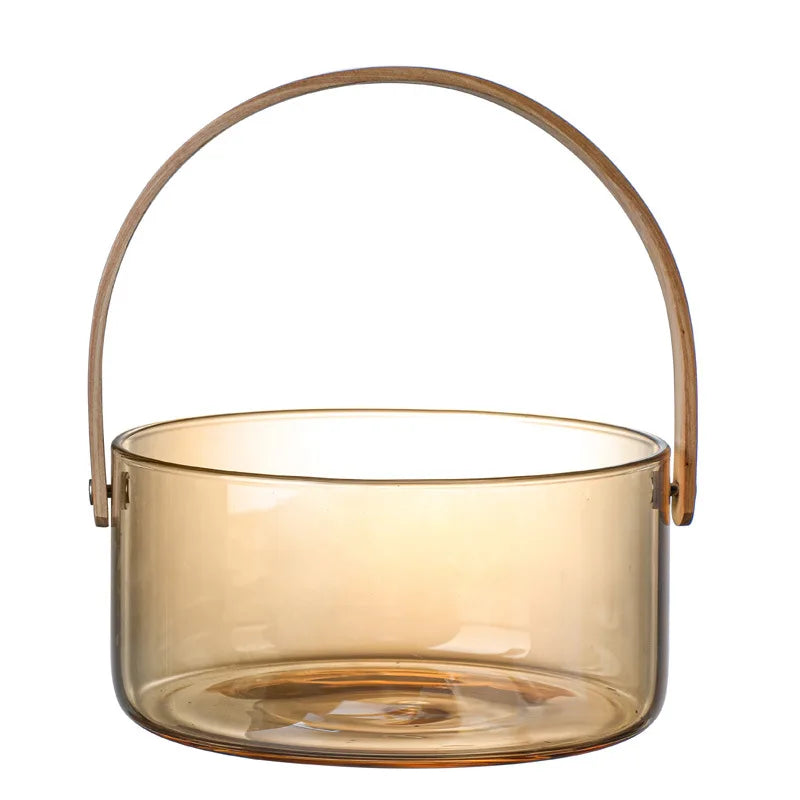 Licht Luxus Obst Korb Tragbare Glas Obst Platte Wohnzimmer Süßigkeiten Salat Schüssel Hause Snack Tablett Obst Wein Barrel Eis Eimer
