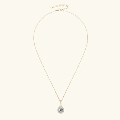 OXTAO 18 Karat Weißgold Moissanit Wassertropfen Halskette Anhänger Damenschmuck Zertifiziertes 925er Sterlingsilber Jubiläumsgeschenk