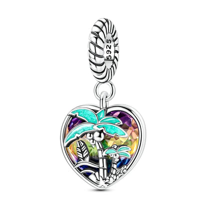 Gemütlicher Charm aus 925er-Sterlingsilber für Strandausflüge, hawaiianischer Bikini, Surfen, Kokosnussbaum, passend für DIY-Armbänder, Halsketten, Reisesouvenirs