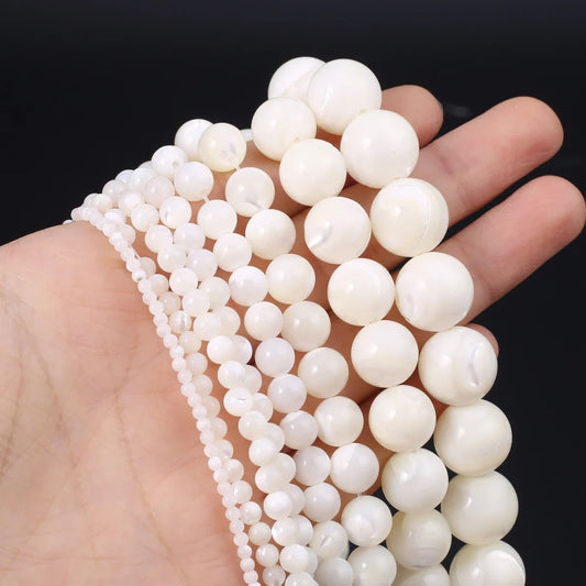 Natürliche Muschelperlen, runde Form, Perlmutt, lose Isolationsperle für Schmuckherstellung, DIY, für Armband, Halskette, Zubehör