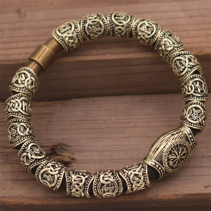 Mkendn Wikinger Accessoires Runen Perlen DIY Schmuck Herren Damen Wikinger Leder Armreifen mit Charms Bart Perlen