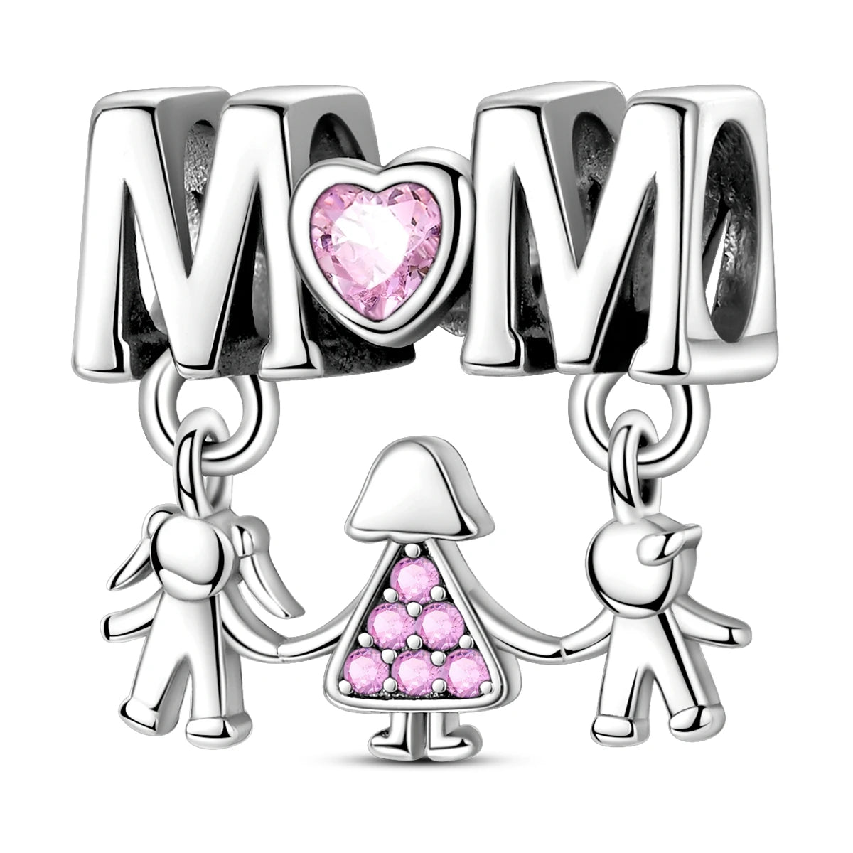 925 Sterling Silber Original Charms Perle CZ Zirkon Liebe Mama Rosa Herz Anhänger Passend für Armband DIY Damen Schmuck Geschenk für Freundin