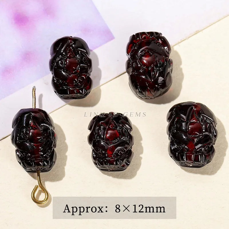 1 pc natürliche blutrote bernstein farbene Pixiu Perle mit Loch Reichtum Amulett Spacer Perle für Schmuck machen DIY Halskette Armband Zubehör