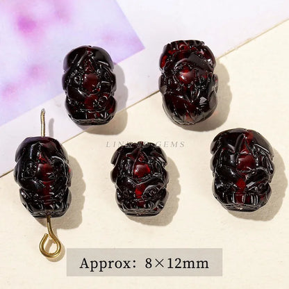 1 pc natürliche blutrote bernstein farbene Pixiu Perle mit Loch Reichtum Amulett Spacer Perle für Schmuck machen DIY Halskette Armband Zubehör