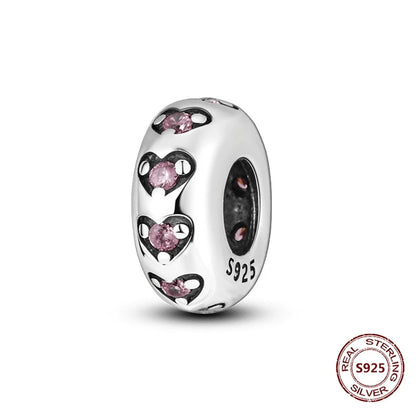 Lucky Clover Clip Charms 925 Sterling Silber Original Black Cat Stopper Clamp Silikon Spacer Charm für DIY Schmuck Armband
