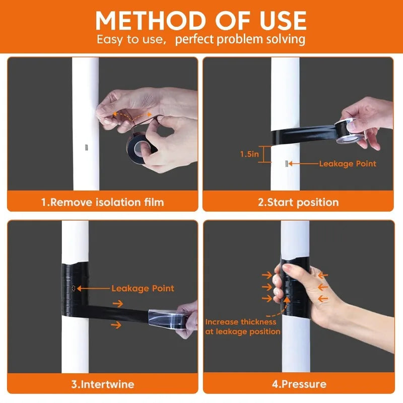 Selbstklebendes Silikonband, wasserdicht, zur Reparatur von Lecks, für Elektro- und Sanitärinstallationen, Isolierband, für Kfz-Kabel, Rohre, Schläuche, Klebeband