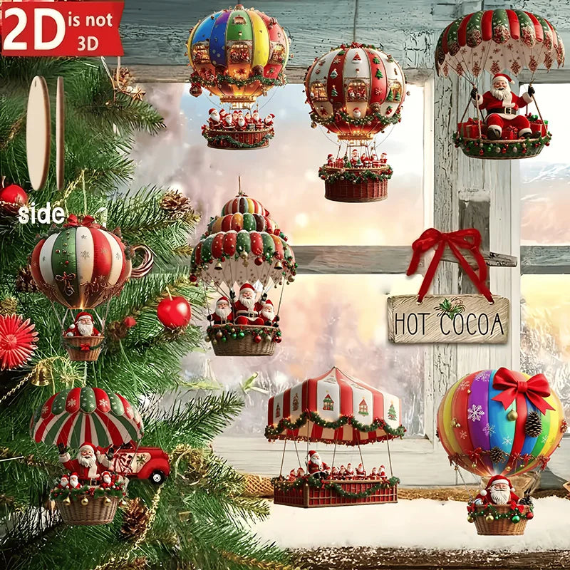 2D Weihnachtsmann Fallschirm Weihnachtsbaum Ornamente Neujahr Party Dekoration 2025, Weihnachten Indoor Outdoor Home Decor DIY Geschenke