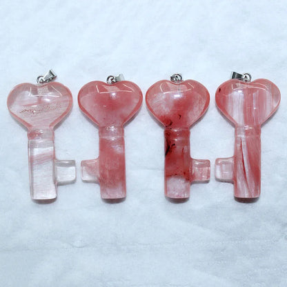 5PCS Naturstein Liebe Herz Schlüsselanhänger Anhänger Kristall Energie Stein Amethyst Rosenquarz Anhänger für DIY Damen Dekoratives Geschenk