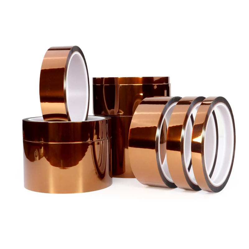 1/5 Rolle Polyimid-Isolierklebeband, 33 m/Rolle, 3 mm-100 mm, Wärmeband, Schutz für Elektronikplatinen, Hochtemperatur-Goldfolie