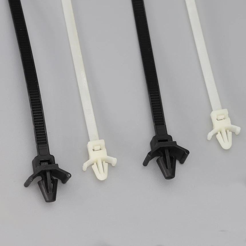 Schwarz weiß Reiß verschluss Nylon Kunststoff Loop Lock befestigen Riemen Wrap Organizer Pfeil Auto Auto geflügelt Push Mount Reiß verschluss Kabelbinder