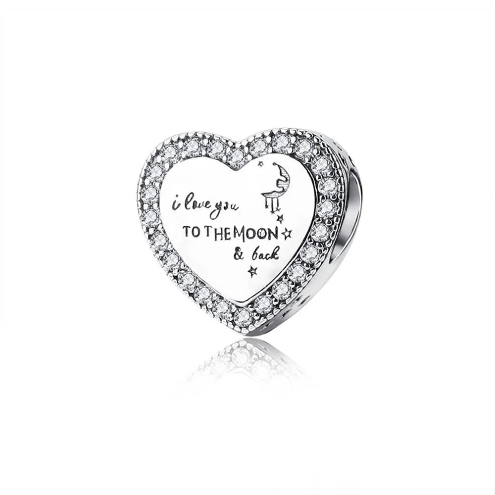 Bezaubernde herzförmige Perlen aus 925er-Sterlingsilber, Familie, Liebe, Tier, Fußabdruck, Charm-Armband, Halskette, passend für Frauen, DIY-Urlaubsgeschenke