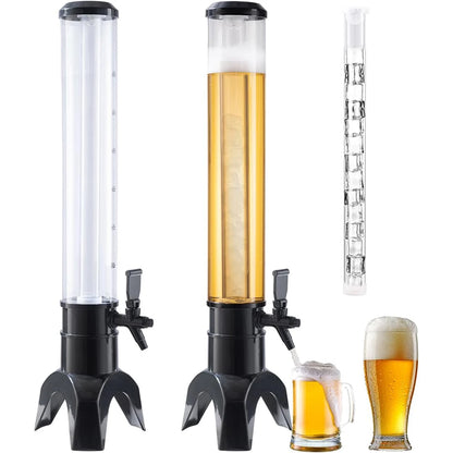 3L Bierspender Getränkespender mit Zapfhahn und Eisröhre Tisch-Schnapsspender, transparenter Getränkespender für Bar-Partys