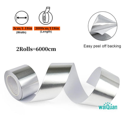 Aluminiumfolienband 50m, 50µ/0,05mm, Stark Klebend für Abdichtung, Isolierung, Hitzebeständigkeit, Verschiedene Breiten (2-20cm) für HVAC