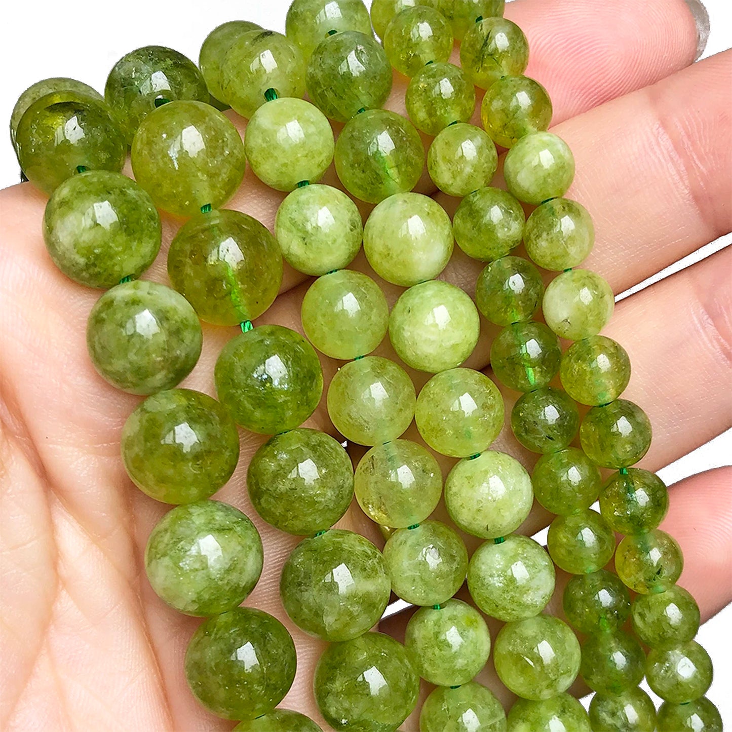6-10mm Peridot Olivin Grün Kristall Perlen Diy Runde Lose Spacer Perlen für Schmuck Machen DIY Armband Halskette zubehör