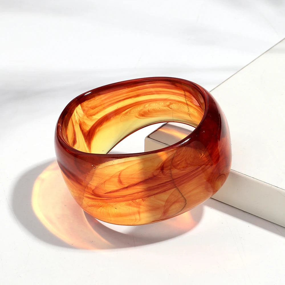 Retro Bernstein Unregelmäßige Geometrische Acryl Armbänder für Frauen Boho Statement Harz Stapelbare Armband Armreif Paar Schmuck Geschenke