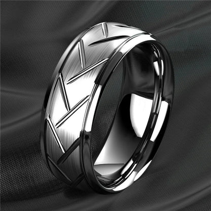 Moderne 8mm Schwarz Titan stahl Ringe für Männer Frauen Nut Facetten Edelstahl Männer Ring Hochzeit Band schmuck Großhandel