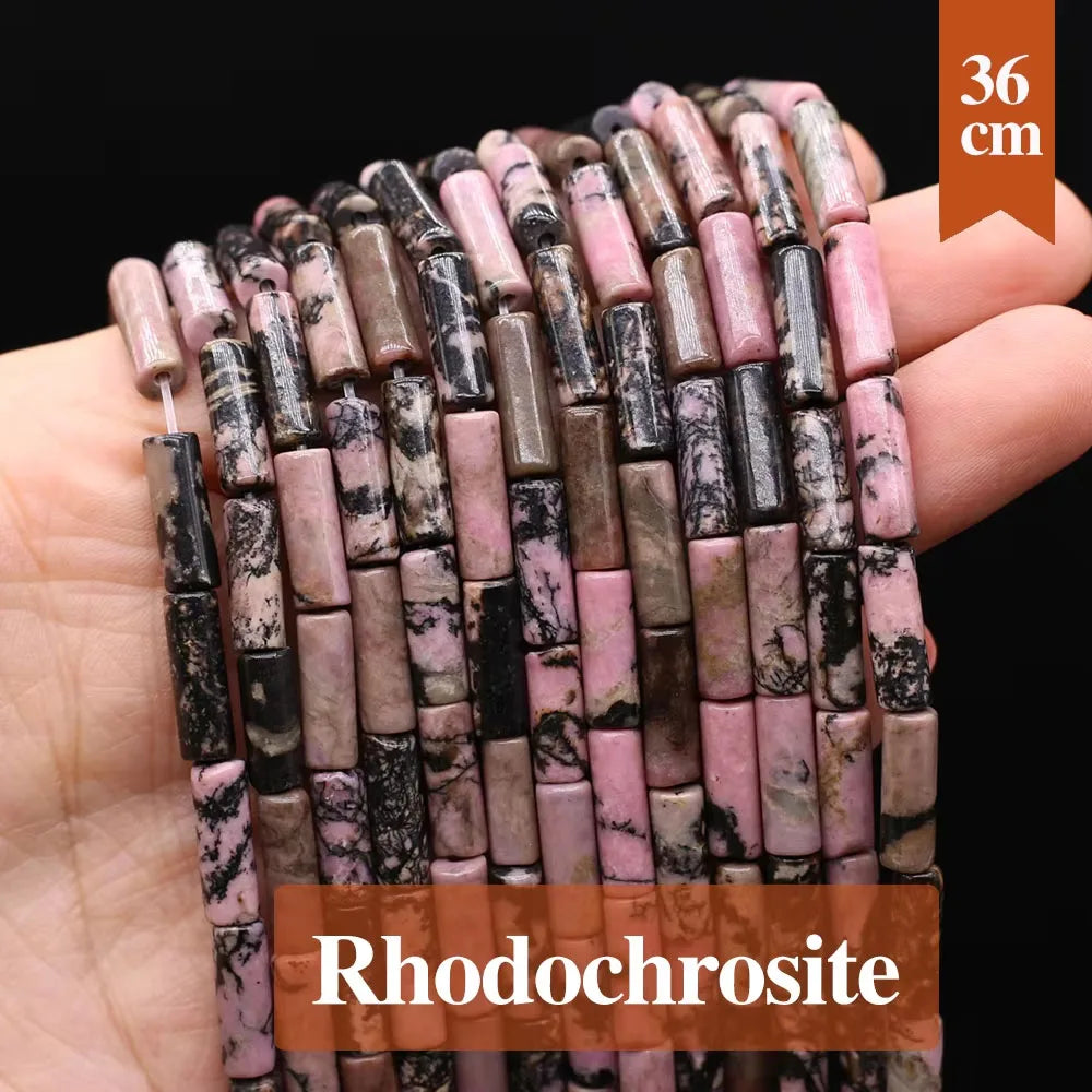 4 x 13 mm natürliche schwarze Achatperlen, zylindrischer natürlicher Achatstein, lose Distanzperlen für die Herstellung von DIY-Schmuck, Halskette, Armband