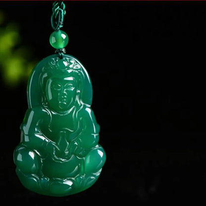 Natürliche grüne Jade Buddha Guanyin Anhänger Halskette Männer Frauen echte Myanmar Jadeit Schmuck Heilung Edelstein Glücksbringer Amulett