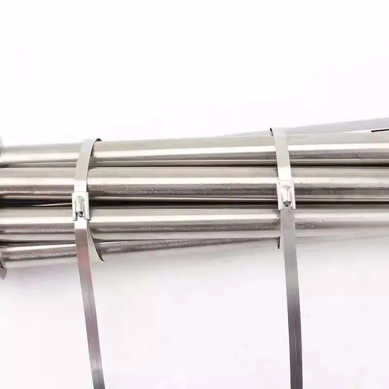 100 Stück 4,6 Edelstahl-Kabelbinder mm selbstsicher nde Hochleistungs-Kabelbinder Mehrzweck-Metall-Auspuffwickel-Verriegelung binder