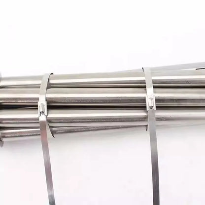 100 Stück 4,6 Edelstahl-Kabelbinder mm selbstsicher nde Hochleistungs-Kabelbinder Mehrzweck-Metall-Auspuffwickel-Verriegelung binder