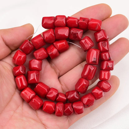 Apdgg eine natürliche Freiheit unregelmäßiges Rad rote Koralle Edelsteine Stein lose Perlen 15.5 ''Stränge Schmuck machen DIY