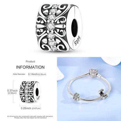 Katze Schmetterling Gänseblümchen CZ Pave Clip Charms Positionierung Schnalle 925 Sterling Silber Silikon Spacer Perlen passen Original Racelet DIY