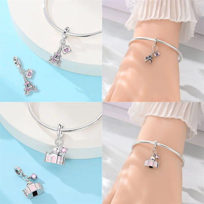 Neue Charms aus 925er Silber, griechischer Tempel, Pariser Turm, London, Big Ben, Perlenanhänger, passend für Original-Armbänder, DIY, kultureller edler Schmuck, Geschenk