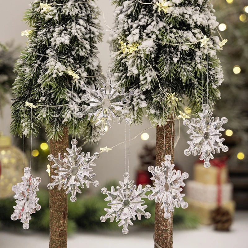 Weihnachtsbaum Schneeflocken Anhänger Dekoration Neujahr Dekor Kunststoff hängende Schneeflocke Baum Ornament für Weihnachtsfeierzubehör