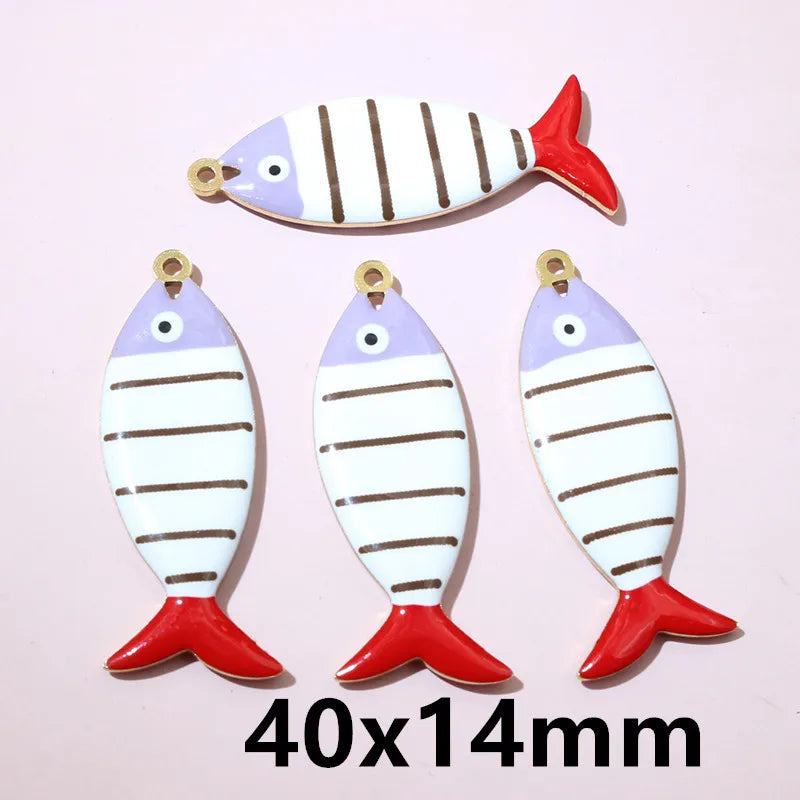 10 Stück Edelstahl Emaille Fisch Charms Anhänger 31x12mm DIY Schmuck Making Zubehör Erkenntnisse für Halsketten Ohrringe Armbänder