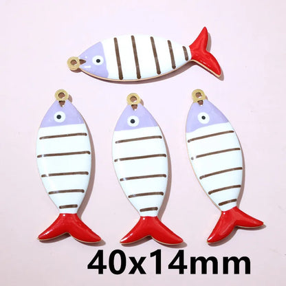 10 Stück Edelstahl Emaille Fisch Charms Anhänger 31x12mm DIY Schmuck Making Zubehör Erkenntnisse für Halsketten Ohrringe Armbänder