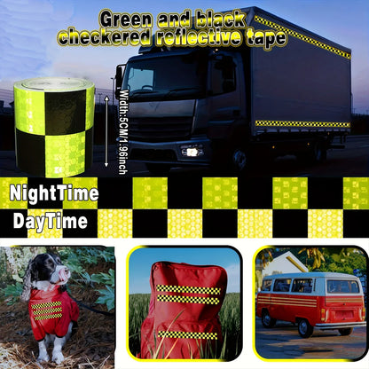 Reflektierender Aufkleber, quadratisches Gitter, kariertes Muster, Reflektorband, rot, gelb, fluoreszierend, weiß, reflektierender Film für LKW, Auto, Straße