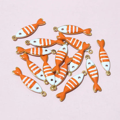 20 Stück Edelstahl Emaille Fisch Charms Anhänger 18x5mm Edelstahl DIY Schmuck Herstellung Zubehör für Ohrringe Halskette