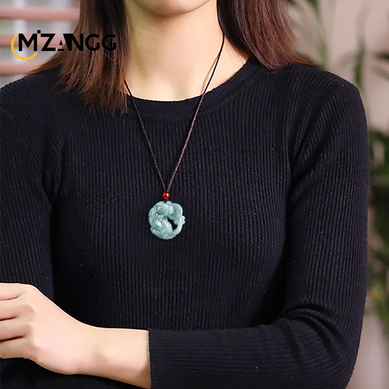 Myanmar A Goods Jadeit Blue Water Money Brave Anhänger Luxus Charm Herren und Damen Schmuck Jade Halskette Geschenk