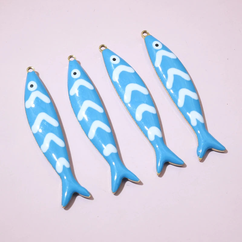 10 Stück 40x8mm Edelstahl Emaille Fisch Charms Anhänger DIY Schmuck Making Zubehör Erkenntnisse für Halsketten Ohrringe Armbänder