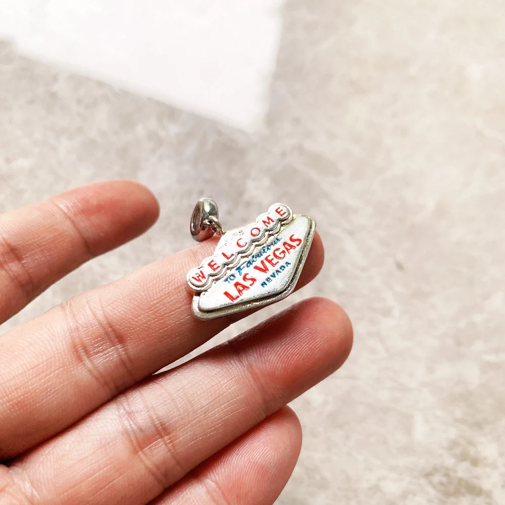 LAS VEGAS NEVADA 925 Sterling Silber Charme DIY Handgemachte Mode Schmuck Erkenntnisse Reisen Zubehör Für Frauen Männer