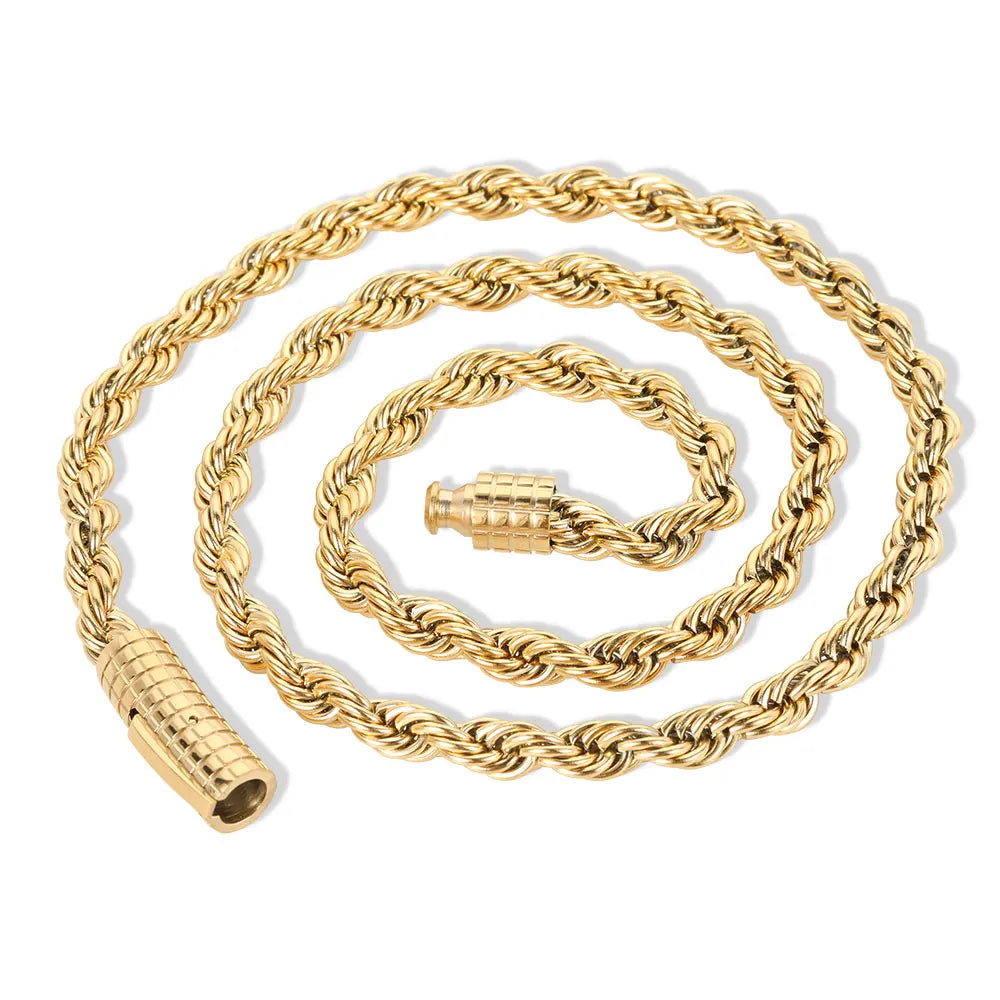 6mm Seil Kette Halskette Edelstahl Nie Verblassen Wasserdicht Halsband Männer Frauen Schmuck Gold Farbe Ketten Geschenk
