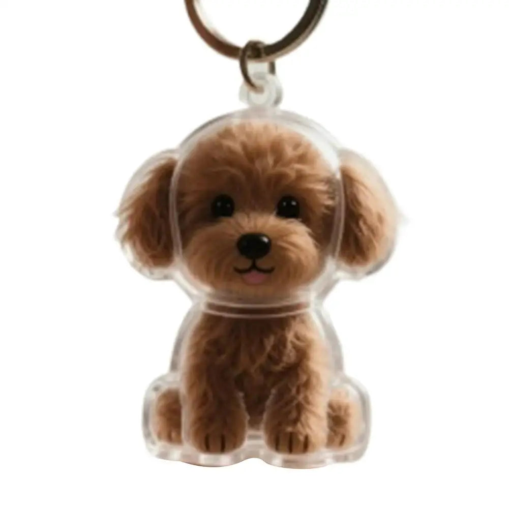 Klarer Tierhaar-Schlüsselanhänger, niedlicher Hund, Fell, Andenkenhalter, kreativer transparenter Tierhaar-Gedenkkollektions-Anhänger für Hund/Katze