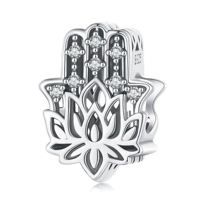 WOSTU Echt 925 Sterling Silber Herz Perlen Blume Retro Muster Charms Anhänger Fit Original DIY Armband Halskette Silber Schmuck