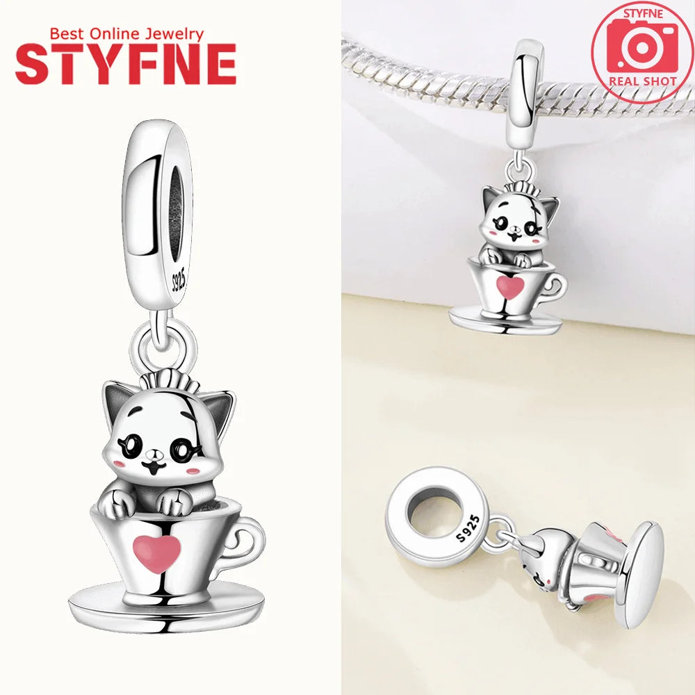 Tier-Serie-Charms, 925er Silber, Esel, Koala, Elefant, niedliche kleine Maus, Perlen-Anhänger, passend für DIY-Original-Armband, Modeschmuck