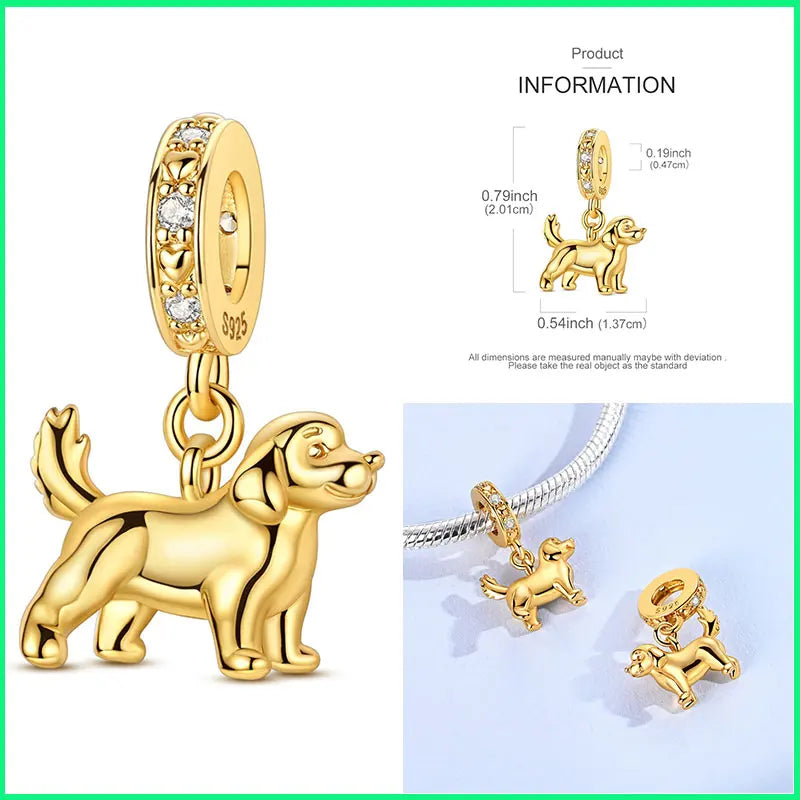 Charms-Perlen aus 925er-Sterlingsilber, Golden Retriever PuppyThe Whale, kann geöffnet und geschlossene Perlen, passend für DIY-Armbänder, edler Schmuck