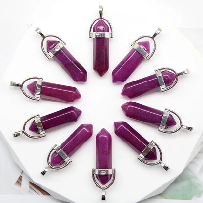 24 stücke Natürliche Stein Achate Quarz Kristall Anhänger Für Halskette Charme Fluorit Sechseckigen Anhänger DIY Schmuck Machen Zubehör