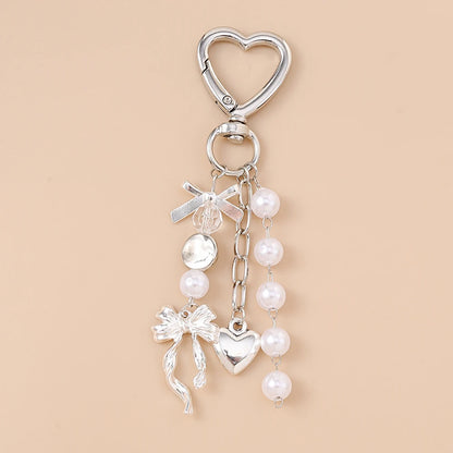 Aihua süße Y2K Metall Perle Liebe Herz Schleife Schlüsselanhänger für Frauen Mädchen Handtasche Anhänger DIY Schlüsselanhänger handgemachte Schmuck Geschenke