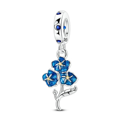 Bunter Schmetterlingsanhänger aus 925er-Sterlingsilber mit Blumen, Perlen, Käfer und Marienkäfer, passend für Armbänder, exquisite Anhänger-Geschenke